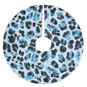 Leopard Cheetah Skin: Watercolor Vintage Tie Dye Brushed Polyester Tree Skirt