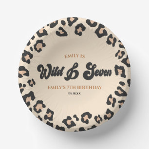 Leopard Cheetah Wild and Seven 7th Birthday Party Paper Bowls