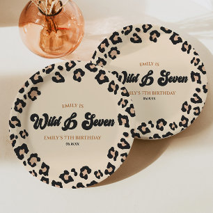 Leopard Cheetah Wild and Seven 7th Birthday Party Paper Plates