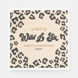 Leopard Cheetah Wild and Six 6th Birthday Party Napkins