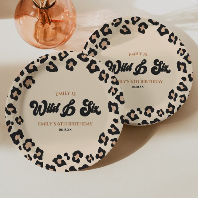 Leopard Cheetah Wild and Six 6th Birthday Party Paper Plates (Creator Uploaded)