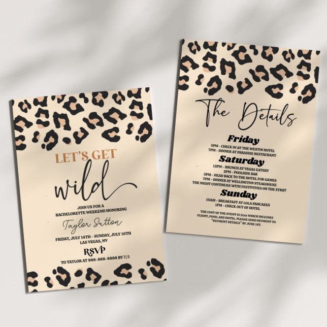 Leopard Cheetah Wild Bachelorette Weekend Party Invitation (Creator Uploaded)