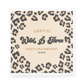Leopard Cheetah Wild & Three 3rd Birthday Party Napkins