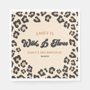 Leopard Cheetah Wild & Three 3rd Birthday Party Napkins