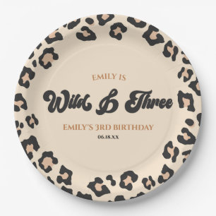 Leopard Cheetah Wild & Three 3rd Birthday Party Paper Plates