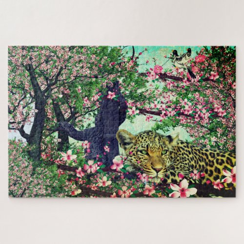 Leopard Cherry Blossoms Jigsaw Puzzle