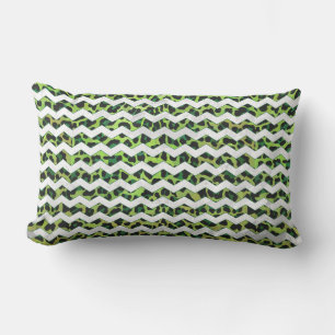 Leopard Chevron Black and Green Print Lumbar Pillow