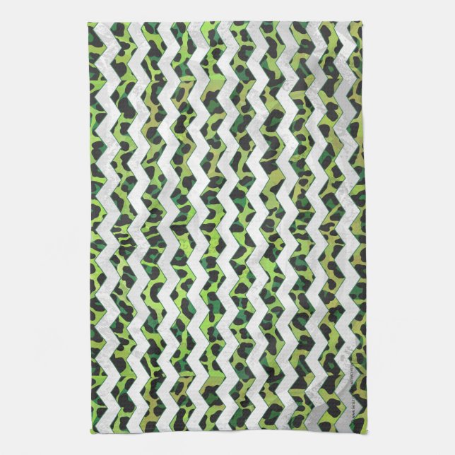 Leopard Chevron Black and Green Print Towel (Vertical)