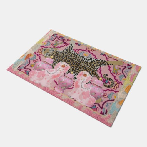 Leopard Chinoiserie Ginger Jar jars Doormat Rug 