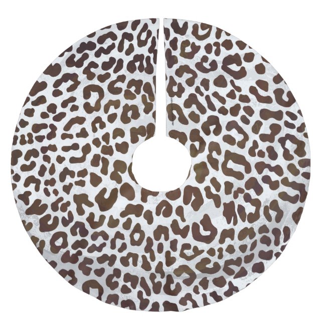 Leopard Chocolate Print Brushed Polyester Tree Skirt (Front)