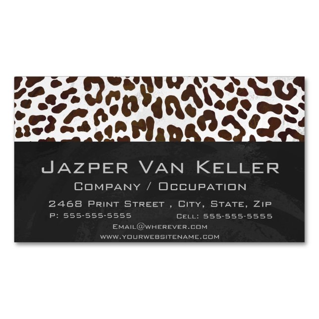 Leopard Chocolate Print Business Card Magnet (Front)