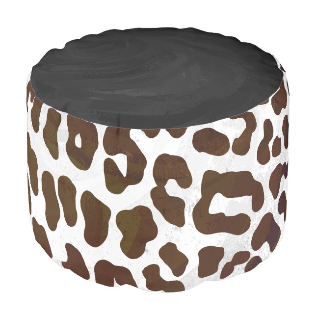 Leopard Chocolate Print Pouf (Angled Front)