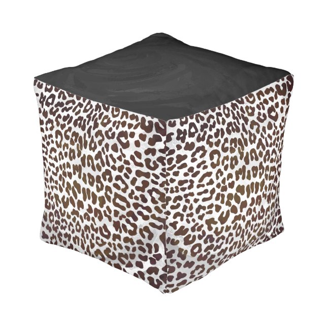 Leopard Chocolate Print Pouf (Angled Back)