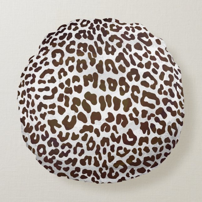 Leopard Chocolate Print Round Pillow (Front)