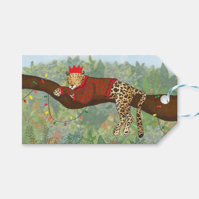 Leopard Christmas gift tags (Front (Horizontal))