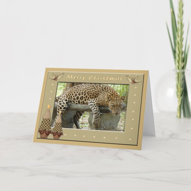 Leopard Christmas Greeting Card (Front)