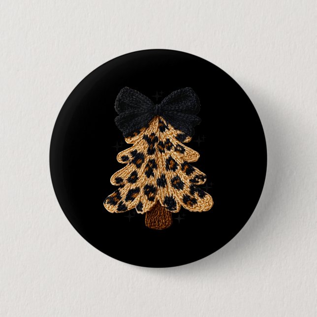 Leopard Christmas Tree,christmas Coquette Bow Yarn Button (Front)