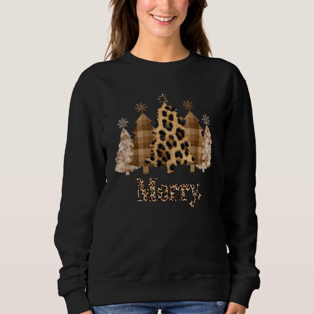 Leopard Christmas Tree Winter Holiday Merry Christ Sweatshirt (Front)