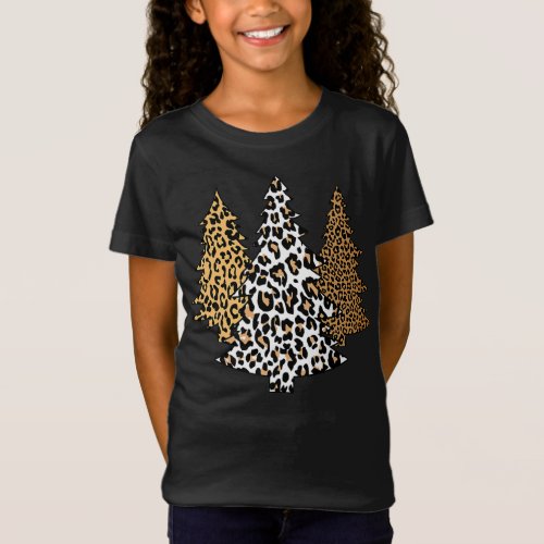 leopard christmas trees cheetah animal print gift T_Shirt
