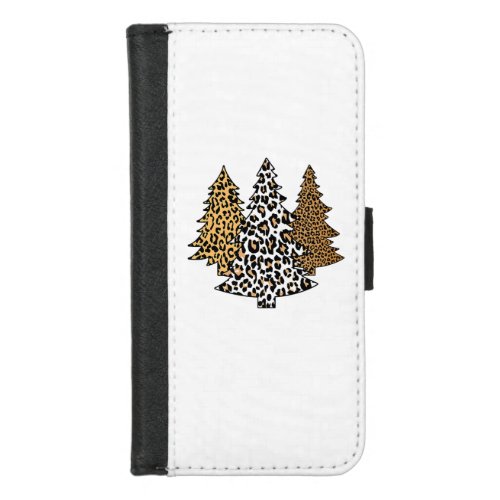 Leopard Christmas Trees Cheetah Animal Print iPhone 87 Wallet Case