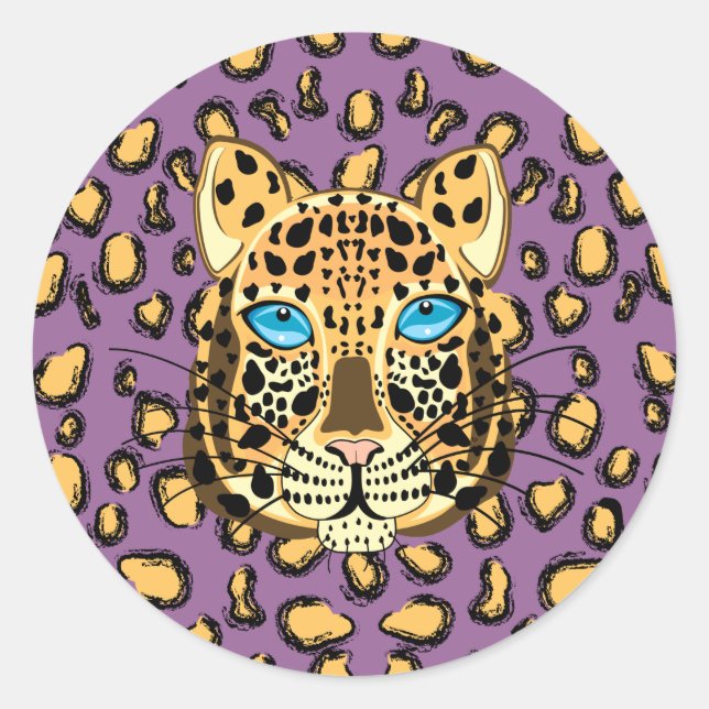 Leopard Classic Round Sticker (Front)