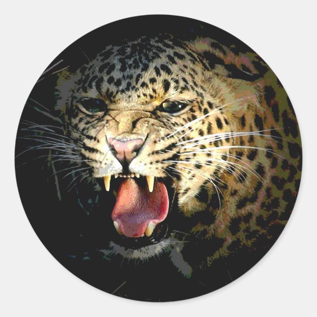 Leopard Classic Round Sticker (Front)