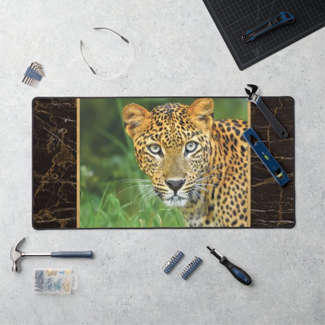 Leopard Closeup Face Photo Desk Mat (Workstation)