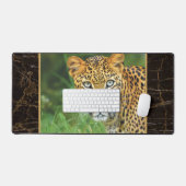 Leopard Closeup Face Photo Desk Mat (Keyboard & Mouse)