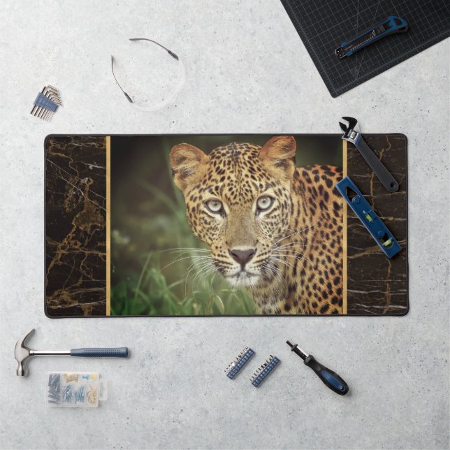 Leopard Closeup Face Photo Desk Mat (Workstation)