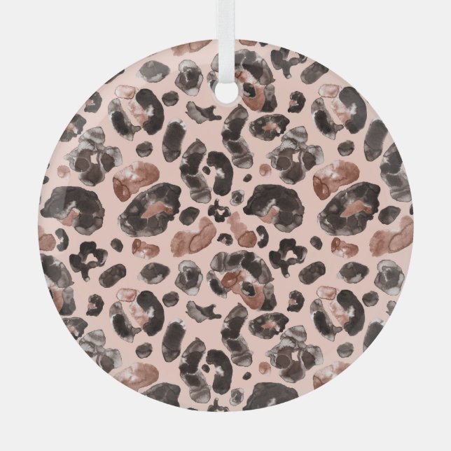Leopard coat, animal skin seamless pattern. glass ornament (Front)