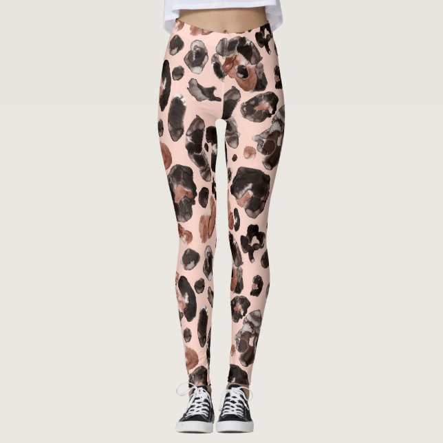 Leopard coat, animal skin seamless pattern. leggings (Front)