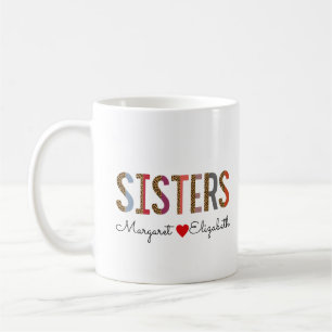 Leopard Colorful Sisters Mug – Custom Names Gift f