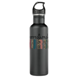 Leopard Correctional Nurse, Nursing Student School Stainless Steel Water Bottle