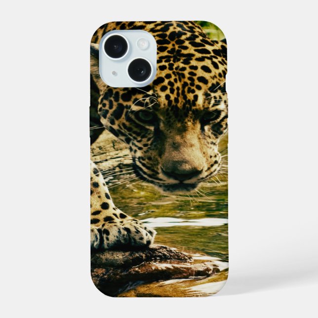 Leopard Crossing a Stream Iphone Case (Back)