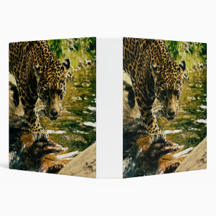 Leopard Crossing a Stream Photograph 3 Ring Binder