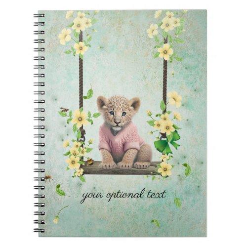 Leopard Cub on Swing Spiral Photo Notebook