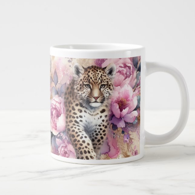 Leopard Cub & Roses Giant Coffee Mug (Right)