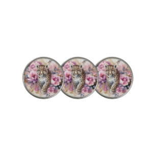 Leopard Cub & Roses Keychain Golf Ball Marker