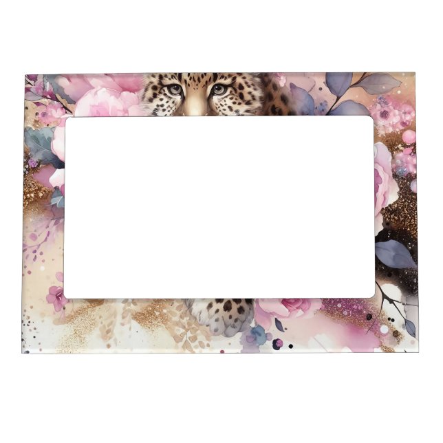 Leopard Cub & Roses Magnetic Frame (Front)