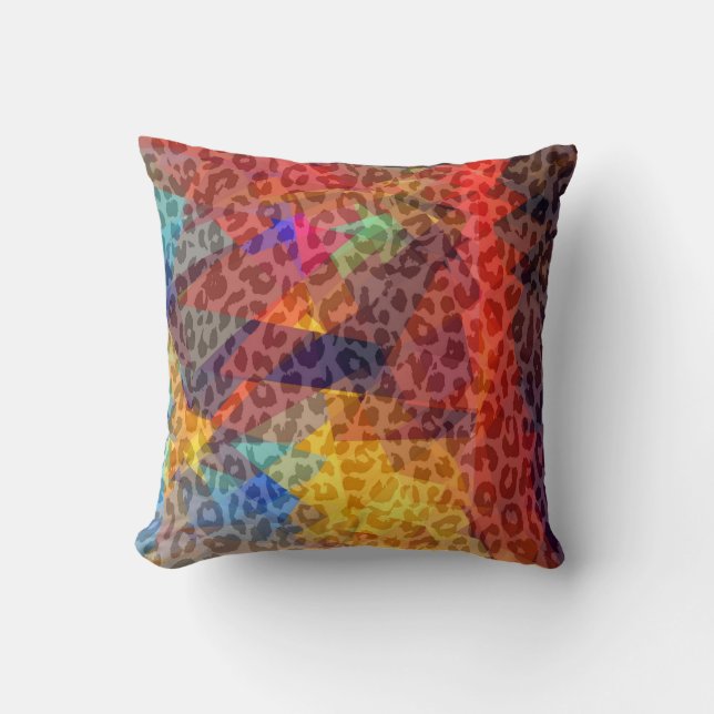 Leopard Cubism Abstract Art | Geometric Pattern Throw Pillow (Front)