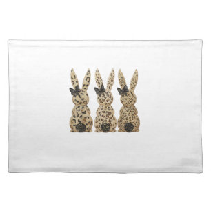 Leopard Cute Bunny Bow Funny Christian Easter Day  Cloth Placemat