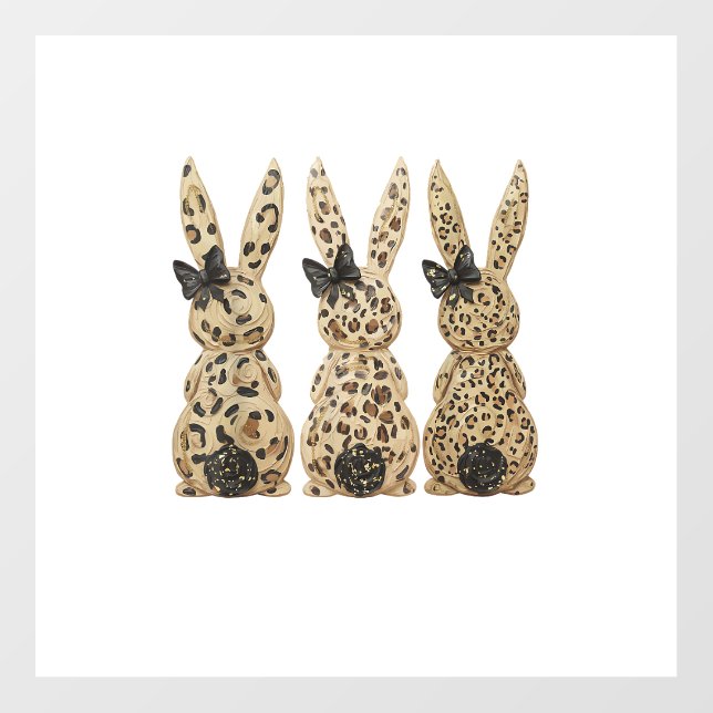 Leopard Cute Bunny Bow Funny Christian Easter Day  Floor Decals (Front)