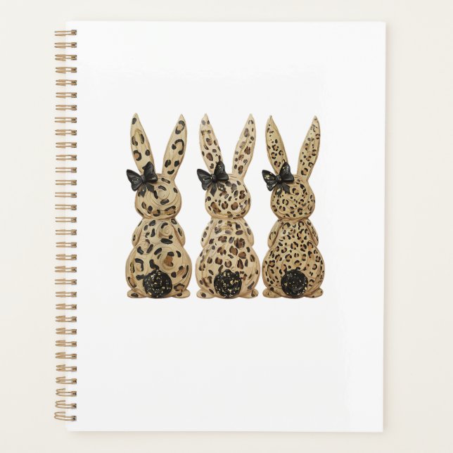 Leopard Cute Bunny Bow Funny Christian Easter Day  Planner (Front)