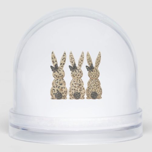 Leopard Cute Bunny Bow Funny Christian Easter Day  Snow Globe