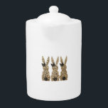 Leopard Cute Bunny Bow Funny Christian Easter Day  Teapot<br><div class="desc">Leopard Cute Bunny Bow Funny Christian Easter Day Girly T-Shirt</div>