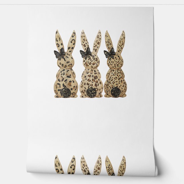 Leopard Cute Bunny Bow Funny Christian Easter Day  Wallpaper (Unrolling)