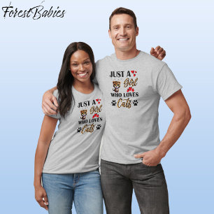 Leopard, Cute Girl Loves Cats Animal Print Font 🐆 T-Shirt