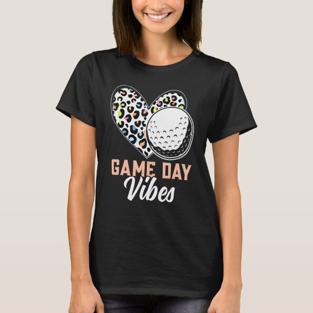 Leopard Cute Heart Game Day Vibes Golf T-Shirt (Front)