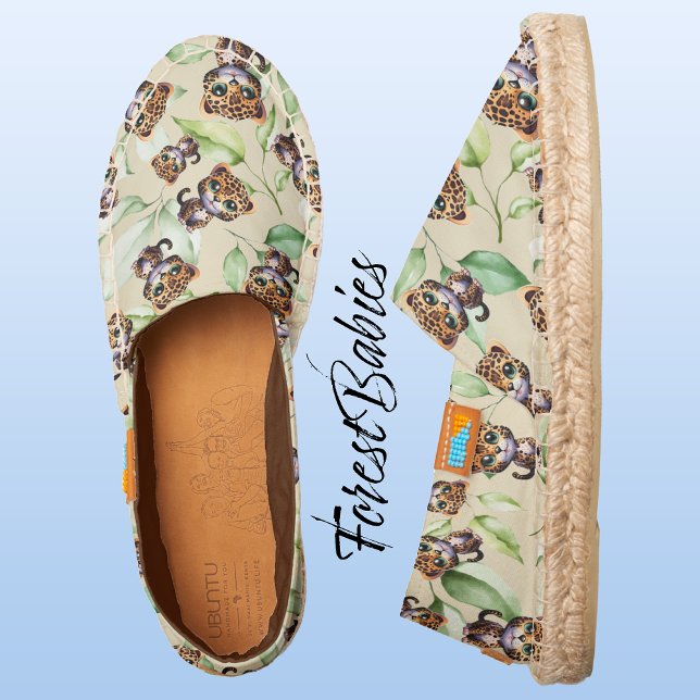 Leopard 🐆 Cute Wildlife Jungle Cat Safari Animal Espadrilles (Leopard 🐆 Natural / Brown   ForestBabies, Afridrilles - Africa's Espadrille,   Handmade Shoes -Side)