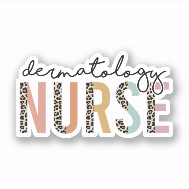 Leopard Dermatology Nurse, Dermatology Nursing Sticker (Front)